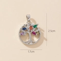 Detail of tree of life pendant with colorful gemstones and size measurements - 0370-16 Silver Colorful Marquise Gemstone Pendant