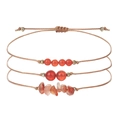 Set de tres piezas hecho a mano con piedras naturales naranjas y trozos de citrino oro - Ágata roja