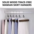 Solid walnut wood skirt hanger with silver metal hook for wrinkle-free storage - 28cm Antique Color Skirt Hanger Standard