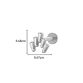 Silver snowflake F136 titanium stud with white zircons measuring 0.68cm by 0.67cm - Curved Row Style (2#) / Silver