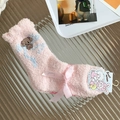 Rosa Korallenfleece Schlafsocken mit süßem Bärenstick und dekorativer Sweet-Schleife - Einheitsgröße / Orangerosa/Bär