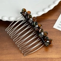 Pettine per capelli a fiore marrone in acetato con strass su denti di metallo - Caramello