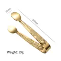 Golden 304 stainless steel ice tongs with rose pattern and weight of 19g, 107mm long - Rose Pattern Style / Gold