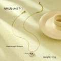 Collier cœur doré en acier inoxydable serti de zircons et pendentif lettre T - Lettre I