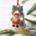 Glockenförmiger Weihnachtsmann-Anhänger mit warmem LED-Licht und Stern-Ausschnitten am Ast - Weißer kleiner Schneemann-Glocke 7x7x8cm