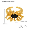 Detailed specs of stainless steel flower ring with black zircon and size 7 dimensions - TXA244-Black Zircon Ring-Size 7