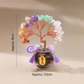 Mini multi-color natural crystal tree bonsai with copper wire and purple tassel decor - 7 Chakra Crystal (Small Fish Tank)
