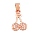 Charming rose gold cherry pendant with sparkling white cubic zirconia pavé finish - Cherry Model B / Rose Gold