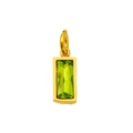 18K gold plated stainless steel pendant with emerald green rectangular gemstone - August Gold (Peridot Green Zirconia)
