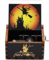 Wooden Halloween hand-crank music box with golden Happy Halloween engraving - Halloween 4