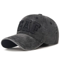 Cappello vintage in cotone lavato grigio scuro con ricamo USAF in rilievo 3D - Regolabile / Nero