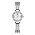 Silberne Quarzuhr für Damen mit kristallbesetztem Metallarmband und Perlmutt-Zifferblatt - Klassisches Silber