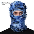 Knitted balaclava face mask in camouflage blue featuring warm acrylic fleece texture - One Size / Camo Blue