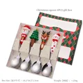 Set di 4 cucchiai natalizi in acciaio inox argento con Babbo Natale e renna in scatola regalo - Stile B - 4Pezzi - Scatola Verde / Argento