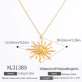 Poliertes 18k vergoldetes Sonnenanhänger-Halskette aus Edelstahl mit Maßangaben Details - Hohler Sonnenstrahl-Kreis (XL31389) / 18K Vergoldet
