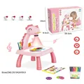 Pink dinosaur projection drawing table set for kids with pens and slides - Pink Dinosaur Projector Table