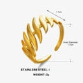 Irregular layered feather design 18K gold plated stainless steel open ring for women - Gold