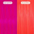 Neon tinsel curtain showing UV light fluorescent pink vs normal orange red effect - 1*1m (Fluorescent Effect) / Fluorescent Macaron Dark Orange