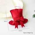 Mini red felt Christmas hat ornament with bow and dual-tone cord for holiday trees - Bowknot Hat