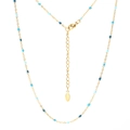 French vintage stainless steel necklace with blue enamel beads in a golden finish - Sea Collection SL921-sea