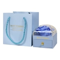 Light blue jewelry gift box set with matching carrier bag and blue preserved rose - Flower Box 7x7x7cm + Handbag / Light Blue