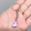 Cute purple resin duck keychain with silver metal ring for backpack and keys - 25mm Ring / Purple