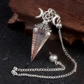Three-phase moon resin crystal pendulum with colorful stones and copper spiral wire - Opal (Synthetic)