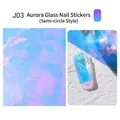 Adesivo per unghie J03 effetto aurora blu-viola con design a semicerchio elegante - Forma a Semicerchio (J03)