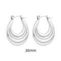 Créoles gouttes de 30mm plaquées argent avec une finition métallique polie - 30MM / Rayures multiples / Argenté