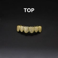 Gold plated hip hop top grillz featuring handset cubic zirconia micro-pave stones - Top (with Molding Bar) / Gold