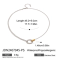 Detail view of two-tone stainless steel circle necklace with dimensions and specs - Stainless Steel / Two-Tone Ring Fine Chain Necklace (JDN2407045-PS)