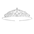 Serre-tête couronne en strass argenté avec motifs de cœur pour anniversaire de fille - Couronne d'argent à pointe de cœur en volute (No. 1)