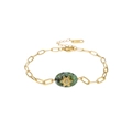 Bracciale dorato con pietra testurizzata verde e ciondolo a stella con un diamante - Oro Stella Catena a Graffetta (SB22101406)