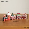 Brown wooden Christmas train ornament with gingerbread man and snowy house figures - 22CM Brown Mini Train