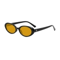 Retro oval sunglasses with glossy black frame and bright orange lenses for women - Bright Black Orange Tea Lens