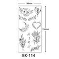 Sketch style flower and moon temporary tattoo sticker BK-114, 96x190mm black ink art - BK-114 / 96*190mm