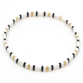 Bracelet extensible en perles Tila avec carreaux émaillés noirs, blancs et dorés - Minimaliste Noir Blanc Or