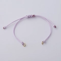 Pulsera ajustable de cordón encerado lila 0,8mm con anillos de metal dorado - Púrpura + Anillo Dorado