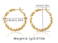 Detaillierte Größenangaben für 18K vergoldete hohle gedrehte Kettendesign-Ohrringe - Geometrischer Stufentextur-Ringstil (KE1008-3) / 18K-Gold