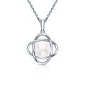 Elegant 925 sterling silver necklace with a white pearl in a crisscross setting - 925 Silver / Necklace