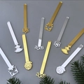 Weihnachts-Rührstäbe aus Acryl in Gold und Silber für die Party-Deko 2025 - Weihnachtliche Dessertsticks Gold 5er-Set / 1x12cm