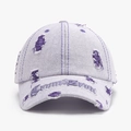 Distressed light purple denim baseball cap with frayed holes and 3D letter embroidery - Adjustable / Purple