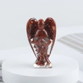 Handmade crystal angel figurine with natural red gravel stones in resin for home decor - Red Jasper