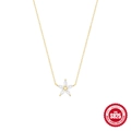 Minimalist S925 sterling silver necklace with gold-plated chain and zircon flower pendant - 925 Silver / Gold
