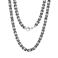 Sleek 4mm silver and black Byzantine steel chain necklace with lobster clasp - Two-tone Black 4mm / 45cm