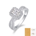 Elegant S925 silver ring with emerald-cut moissanite stone and GRA certificate - R13023 Twisted Style (With GRA)