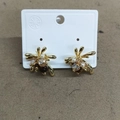 Pendientes de fuegos artificiales bañados en oro 18K con piedras ojo de tigre ámbar - Estilo de Aleación Dorada (Pin de Plata)