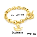 Bracciale a catena con ciondolo ancora dorato, maglia in acciaio 210x8mm con ciondolo - Bracciale Dorato (KB152761-Z)