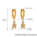 Golden stainless steel astronaut earrings with sparkling 5A zircon stones for women - Gold-Q139
