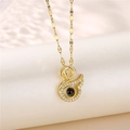 Collana a cigno dorata con zirconi e pietra da proiezione su catena sottile - Oro